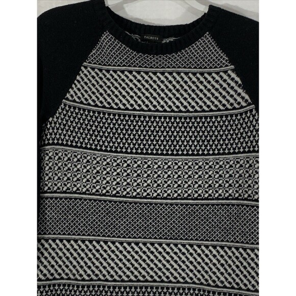Talbots Fair Isle Nordic Wool Blend Black Sweater Womens M Winter Long Sleeve - Picture 3 of 7